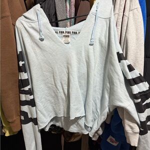 Victoria's Secret PINK Light Blue cropped Hoodie